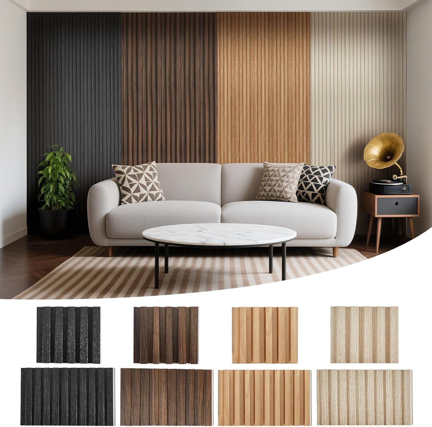 LARWORKS Slat Wood Wall Paneling for Interior and Decoration - 4 Samples Pack, 5.9 x 6 in.