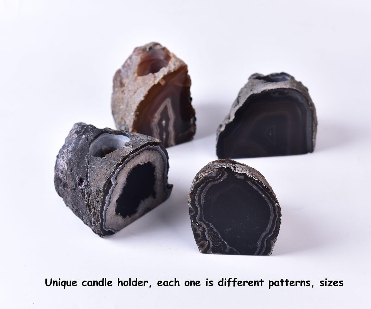 AMOYSTONE Earth Tone Agate Candle Stand 1.5-2lb, for Spa & Yoga Studio Essential Indoor Decor