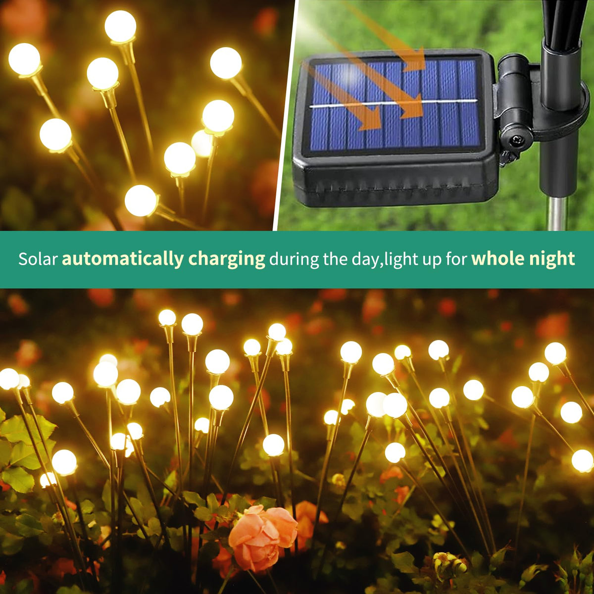 Solar Lights Outdoor Waterproof, 10 Packs 80LED, Solar Garden, Patio, Garden Decor, Patio Decor, Firefly Outdoor, Unique Gifts for Women, Gifts for Grandma