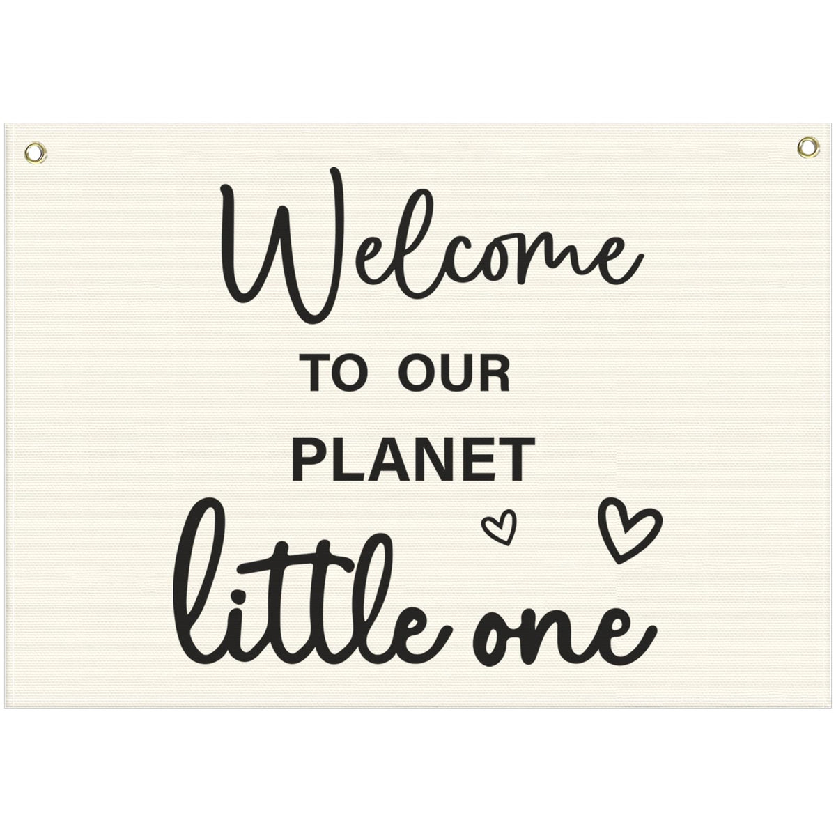 Welcome to Our Planet Rectangular Banner-Flag Sign for Nursery Playroom Kindergarten Bedroom Wall Decor,Baptism Baby Shower Birthday Christmas Gift for Baby Girl Boy Kids-28.5"L×20"W