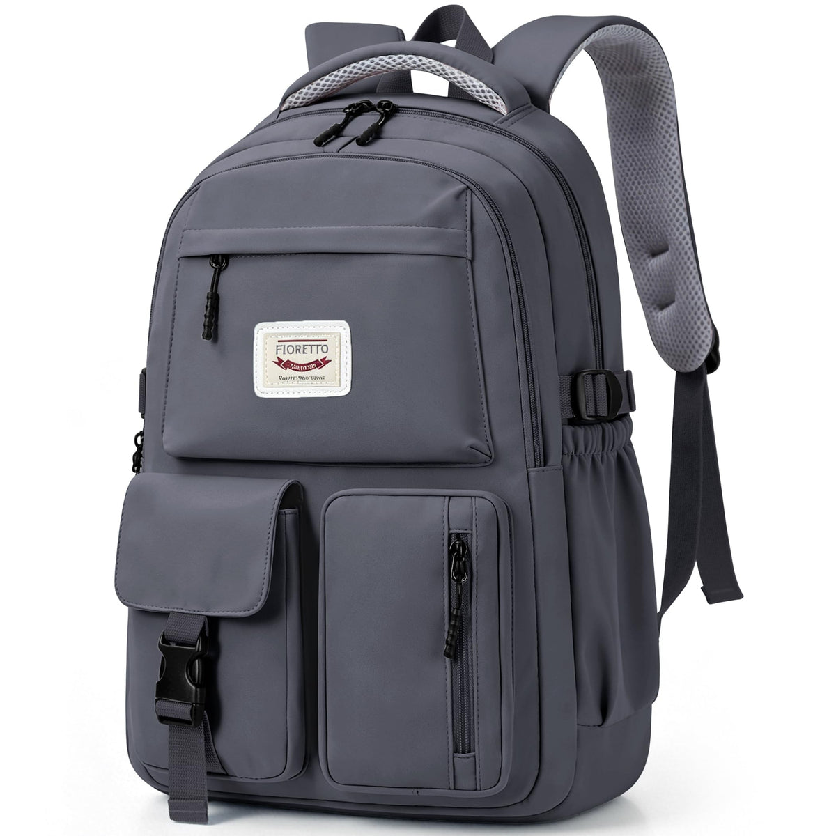 FIORETTO School Backpack for Teen Girls & Women with Compartment, Lightweight School Bag Bookbag with Multiple Pockets, Ideal for Middle High School, College, Travel, Dark Grey 25L