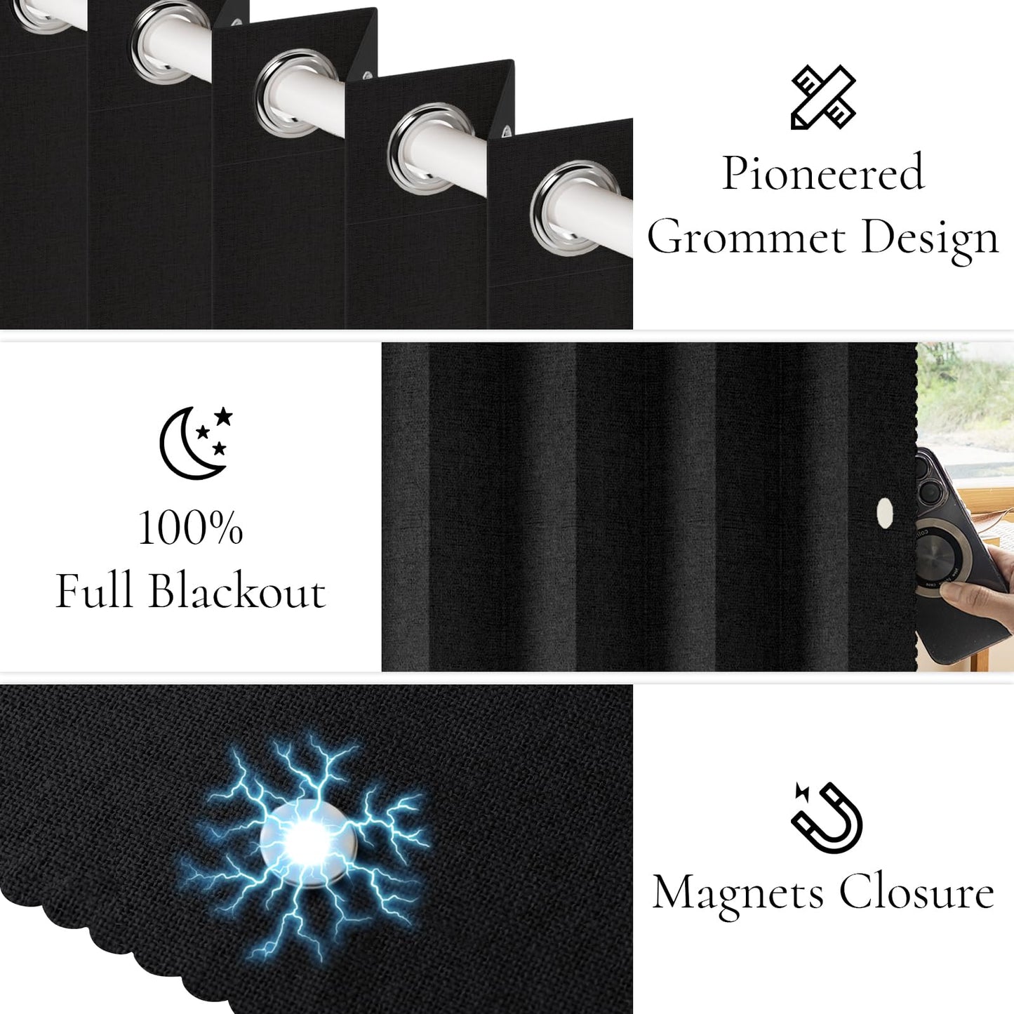 HMYI Vertical Privacy Shades, Memory Trained Pinch Pleated Vertical Drape Suit for 78 Width Open Cover, 1 Panel, W100 x L84, Black