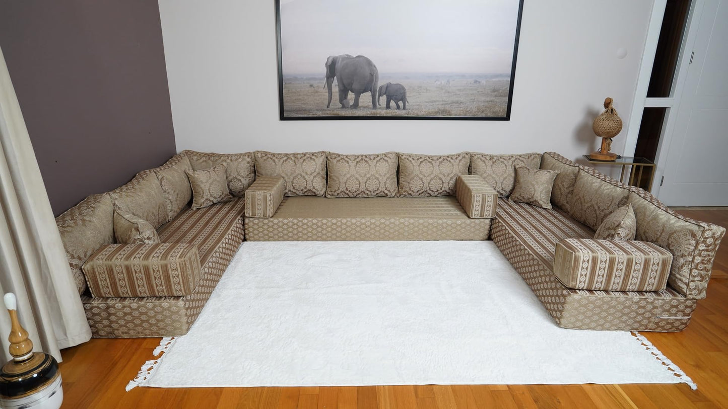 arabicsofa Traditional Arabic Floor Seating Couch – Handmade Moroccan Style Floor Cushions for Guest Room