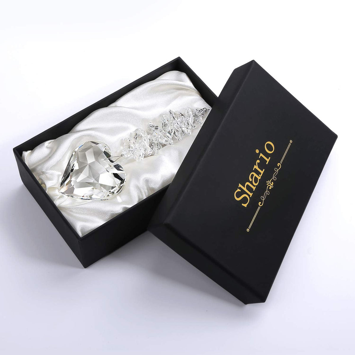 Shario 45mm Clear Glass Heart Crystal Ball Prism Pendant, Suncatcher for Windows, Outdoor Garden Hanging Décor, Gifts for Women, Mom