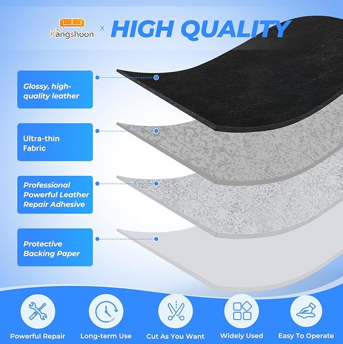 Kangshoon Leather Repair Patches, 3.5X79 Inch Self-Adhesive Leather Repair Tape