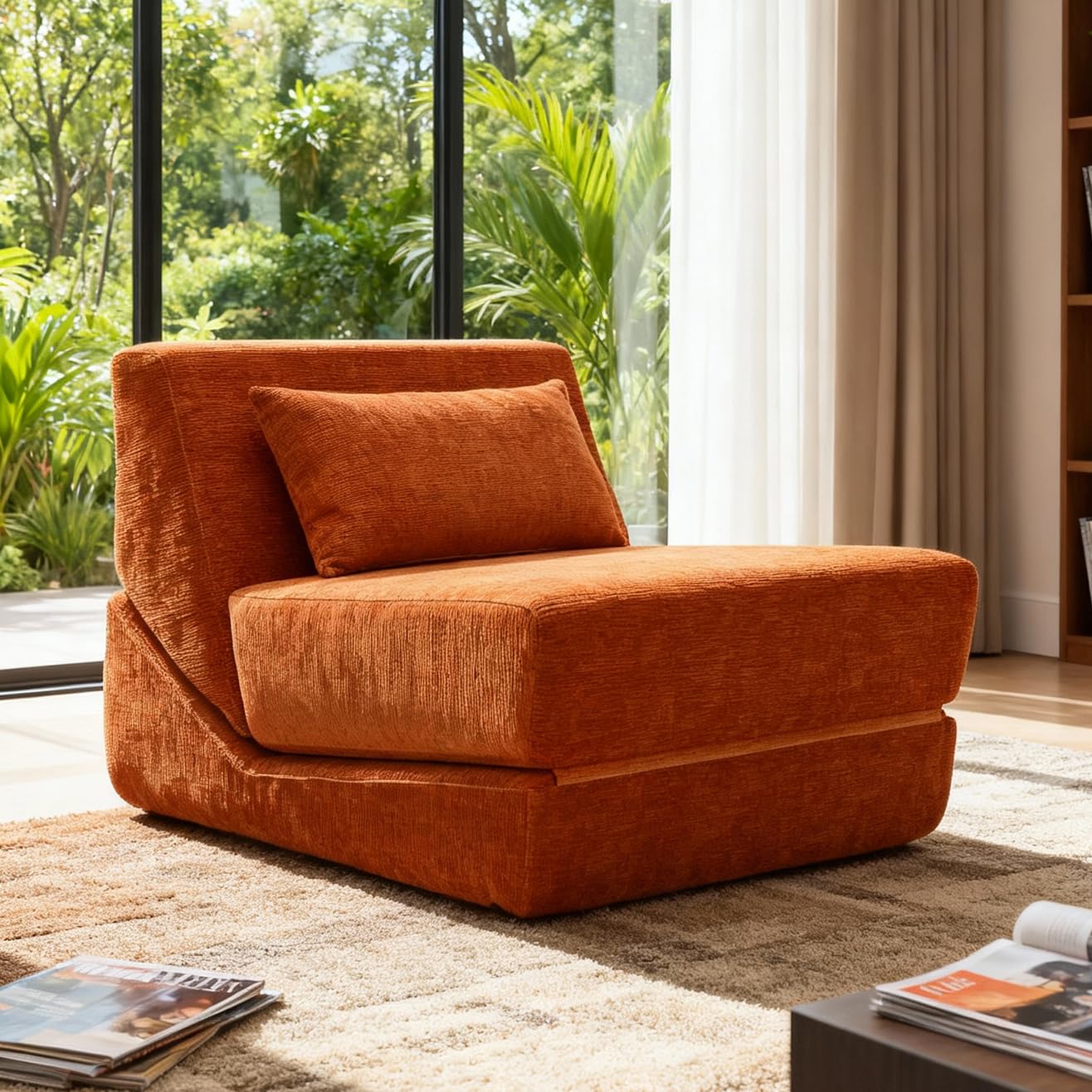 KAPEETOO Fold Out Chair Bed, Folding Sofa Bed, 3 in 1 Convertible Sleeper Chair Bed for Nap, Transformable Sofa Bed for Apartment,Dormitory,Bedroom