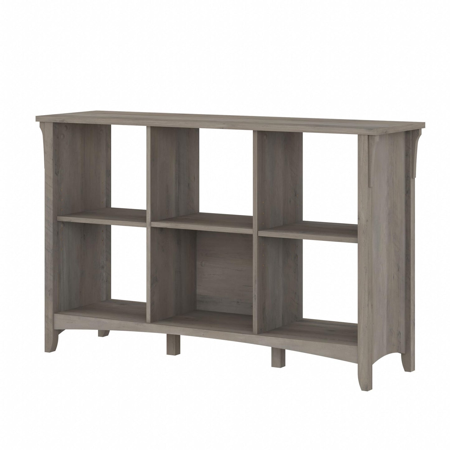 Bush Home Salinas 6 Cube Organizer in Driftwood Gray, Office Storage Solution, Home Organizer with Open Shelving, Compact Unit for Books and Supplies