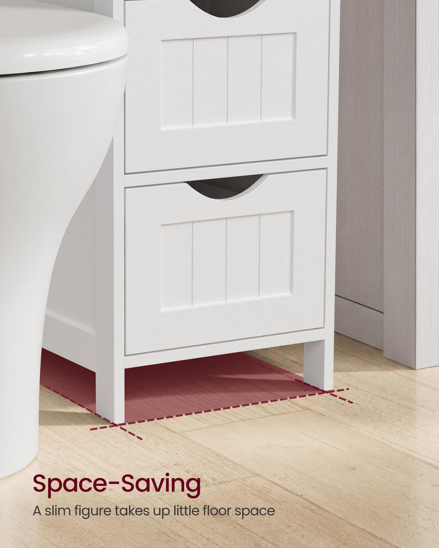 VASAGLE Floor Storage Cabinet, Freestanding Storage Organizer with 4 Drawers, 11.8 x 11.8 x 32.3 Inches, for Living Room, Bathroom, Dining Room, Kitchen, Modern Style, Cloud White ULHC040WH01S
