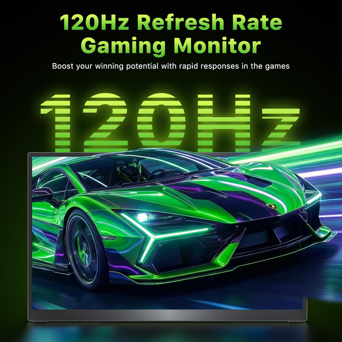 Upperizon Portable Monitor 18.5 inch 2K QHD 120% sRGB 120Hz IPS HDR HDMI USB-C Travel Monitor for Laptop MacBook PC Surface PS5 Xbox, Large External Display with Kickstand & Speakers, VESA Compatible