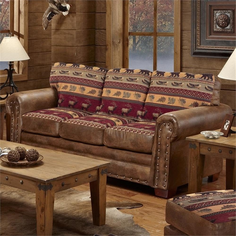 American Furniture Classics Sierra Lodge 88" Microfiber Sleeper Sofa in Brown