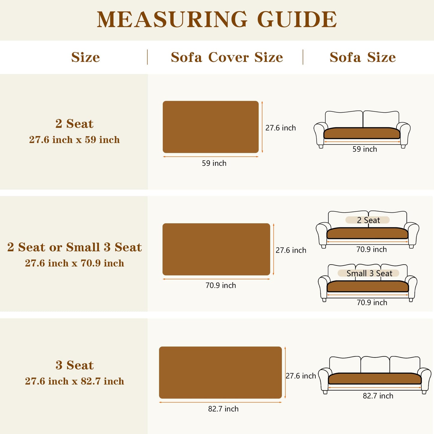 MYSKY HOME Couch Covers for Sofa, L Shaped Couch Cover, Couch Cover for Dogs, Sofa Covers for Pets Washable, Non Slip Sofa Slipcovers, Leather Sofa Cover Loveseat Couch Covers, Cream, 27.6" x 59"