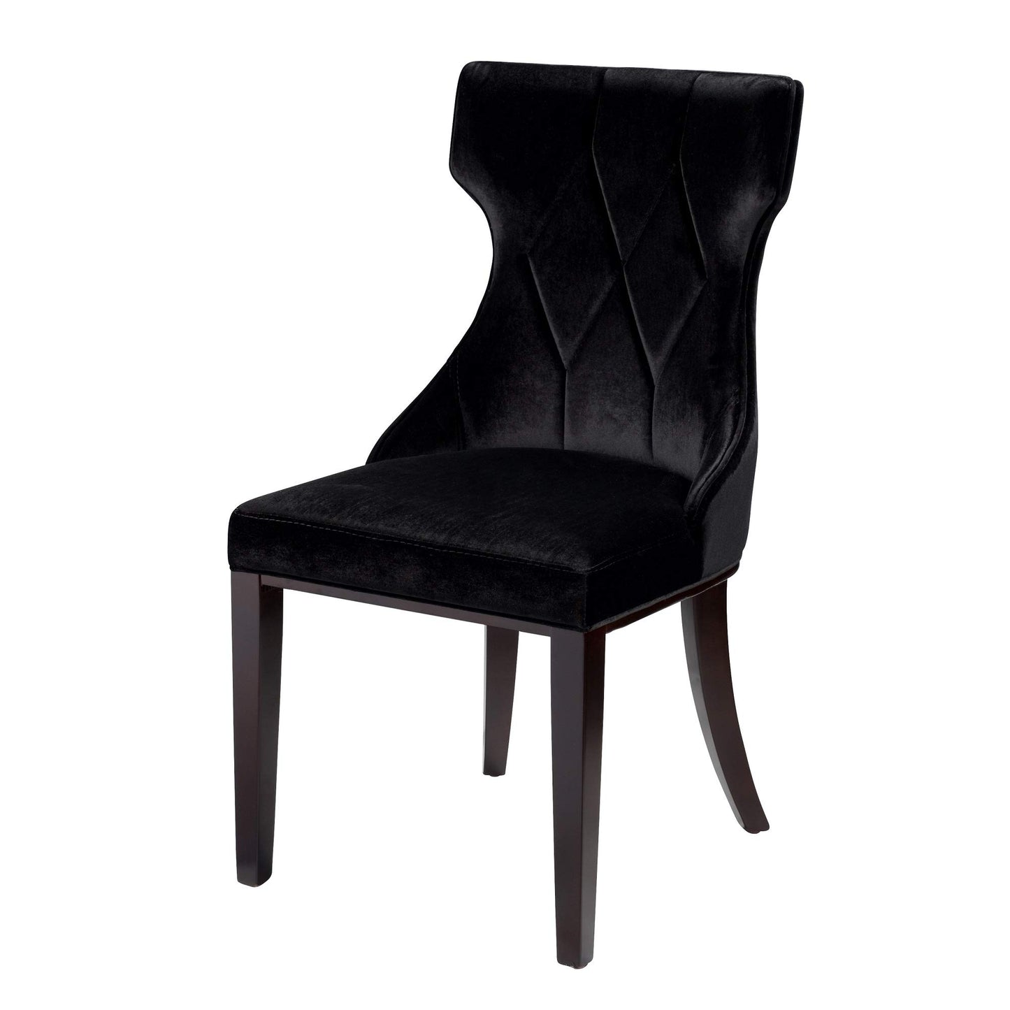 Manhattan Comfort Reine Dining Chairs Set of 2, Upholstered Seats with Diamond Stitching, Solid Beech Wood Frame, 4-Leg Base, 18.5" Seat Height, Fully Assembled, Black