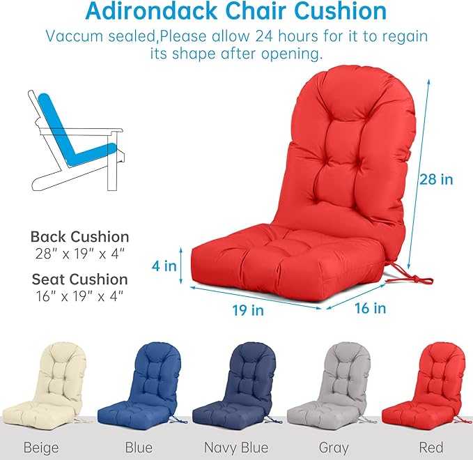 Adirondack Chair Cushion Tufted Waterproof Outdoor Rocking Chair Cushions