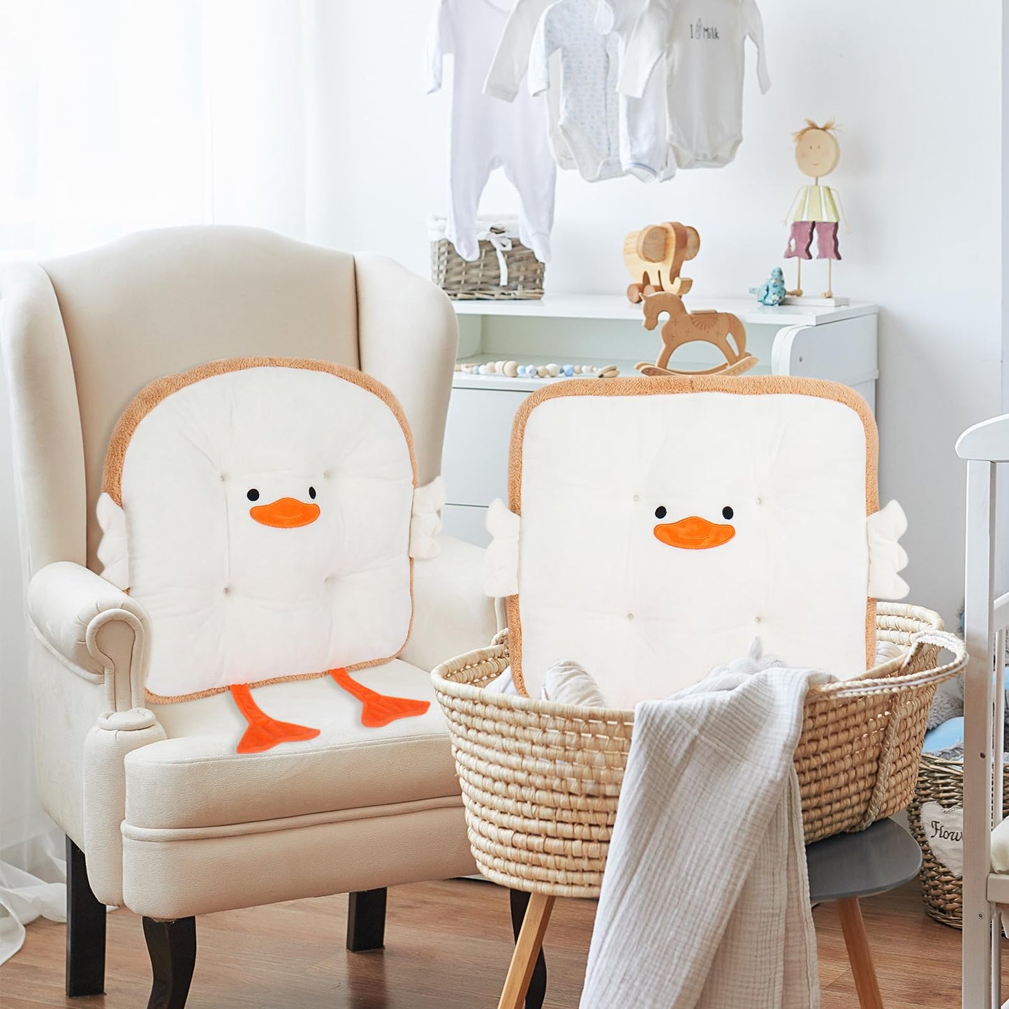 JarThenaAMCS 2 Pcs Goose Seat Cushion Cute Toast Bread Plush Cushion Cotton for Office Dorm Bedroom Chair Car Sofa Birthday