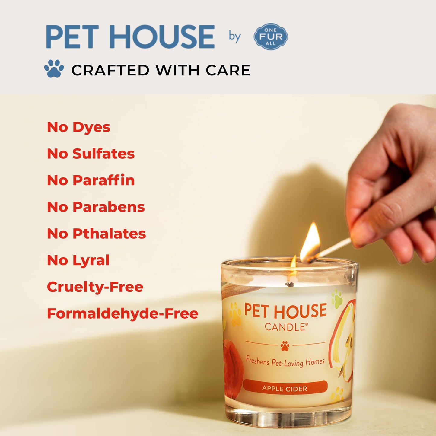One Fur All Pet House Candle 2 Pack - Plant-Based/Soy - Clean Burning Scented, Long Lasting Pet Odor Candle for Home -Sweet Cranberries