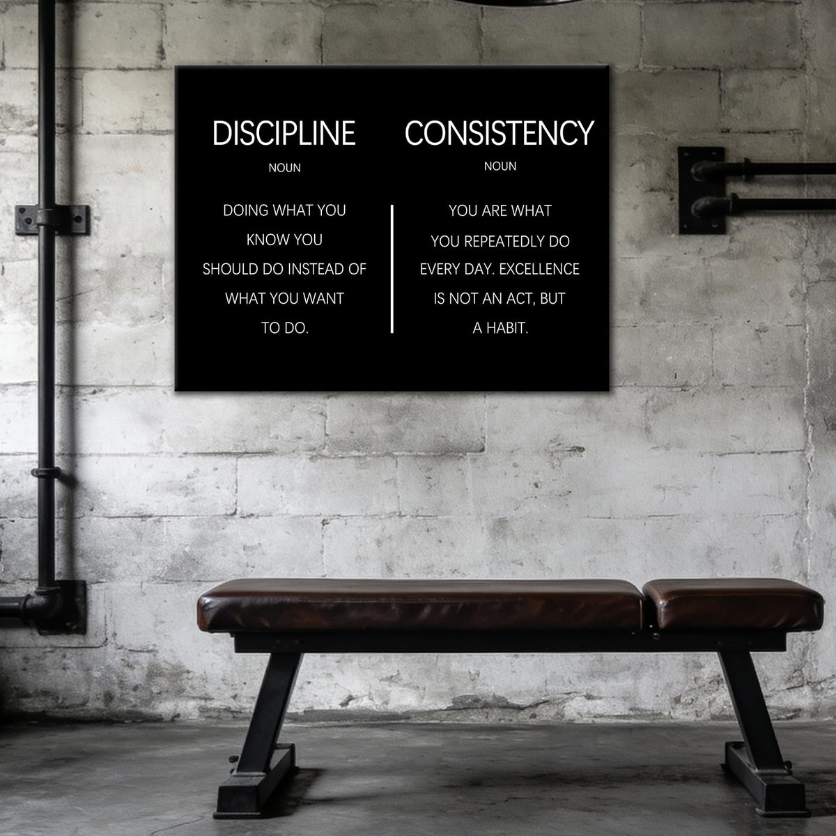 Consistency Discipline Inspirational Office Poster Wall Decor Motivational Wall Art Quote Picture Inspiring Canvas Painting Prints for Modern Bedroom Workplace Gym Ready to Hang [24''W x 18''H]