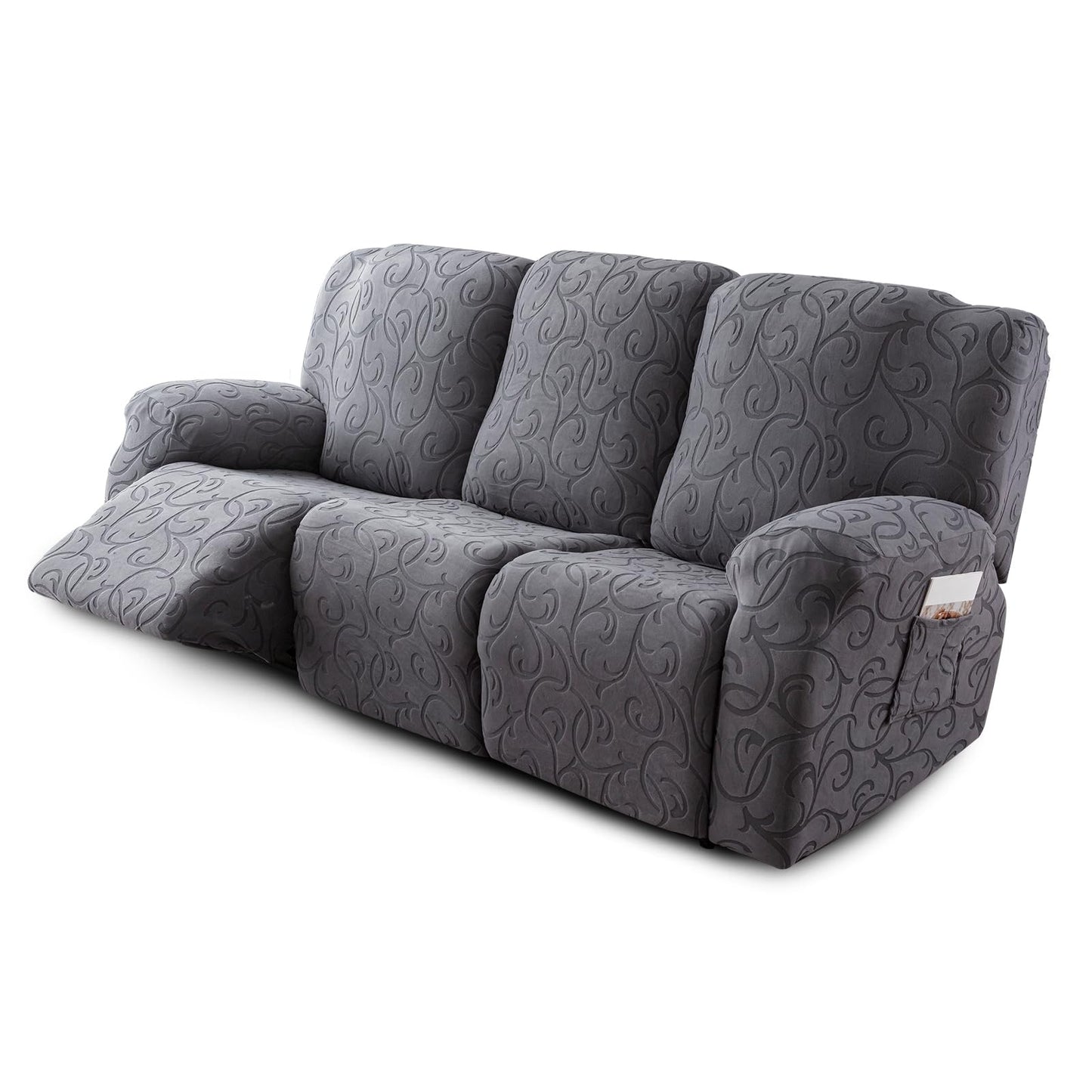 YUEANG Recliner Sofa Covers Sectional Couch Cover for Reclining Couch 3 Seat, 5-Pieces 3 Cushion Sofa Stretch Recliner Sofa Slipcover, Soft Jacquard Furniture Dog Couch Cover Protector