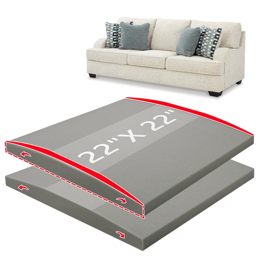 HAVARGO Couch Cushion Support High Density Foam 22X22X2.4 Inches Sofa Couch Supports for Sagging Cushions Light Grey 2Pcs with Anti Slip Mesh Fabric