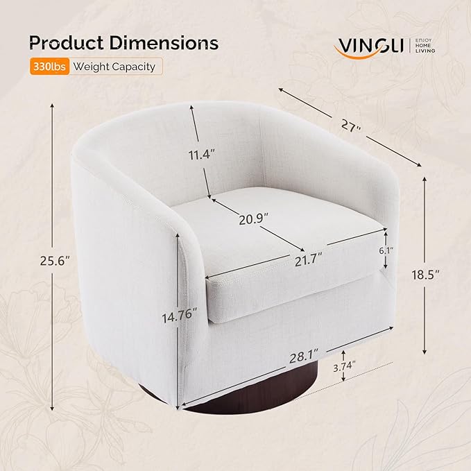 VINGLI 360°Swivel Accent Chair
