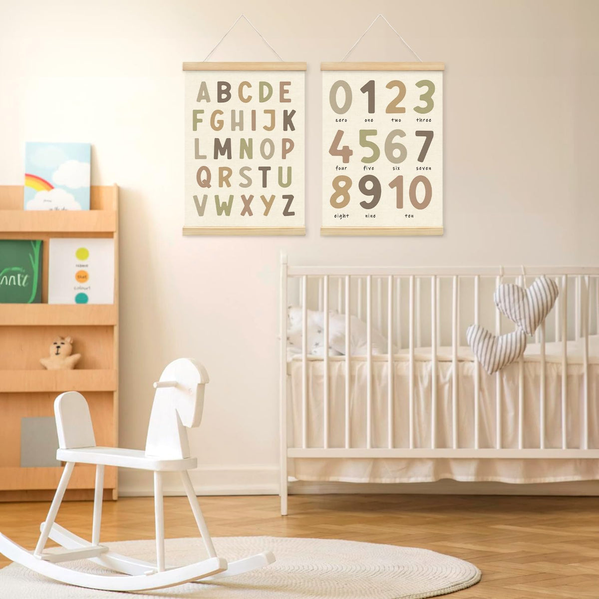 Lacama Boho ABC Alphabet Wall Chart for Toddlers | ABCs & 123s Kids Learning Educational Gift for Toddler, Neutral Wall Decorations for Pre-School Classroom Nursery Homeschool Poster Hanger