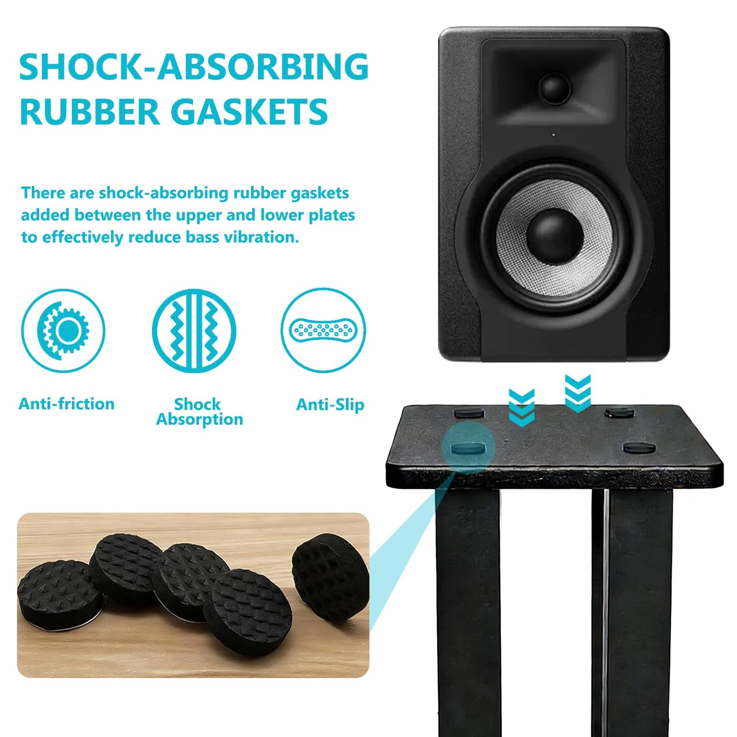 Universal Wooden Speaker Stands Pair, Heavy Duty Floor Standing Speaker Mount, Bookshelf & Studio Monitor Stands for Home Theater Surround Audio System (23.6in)