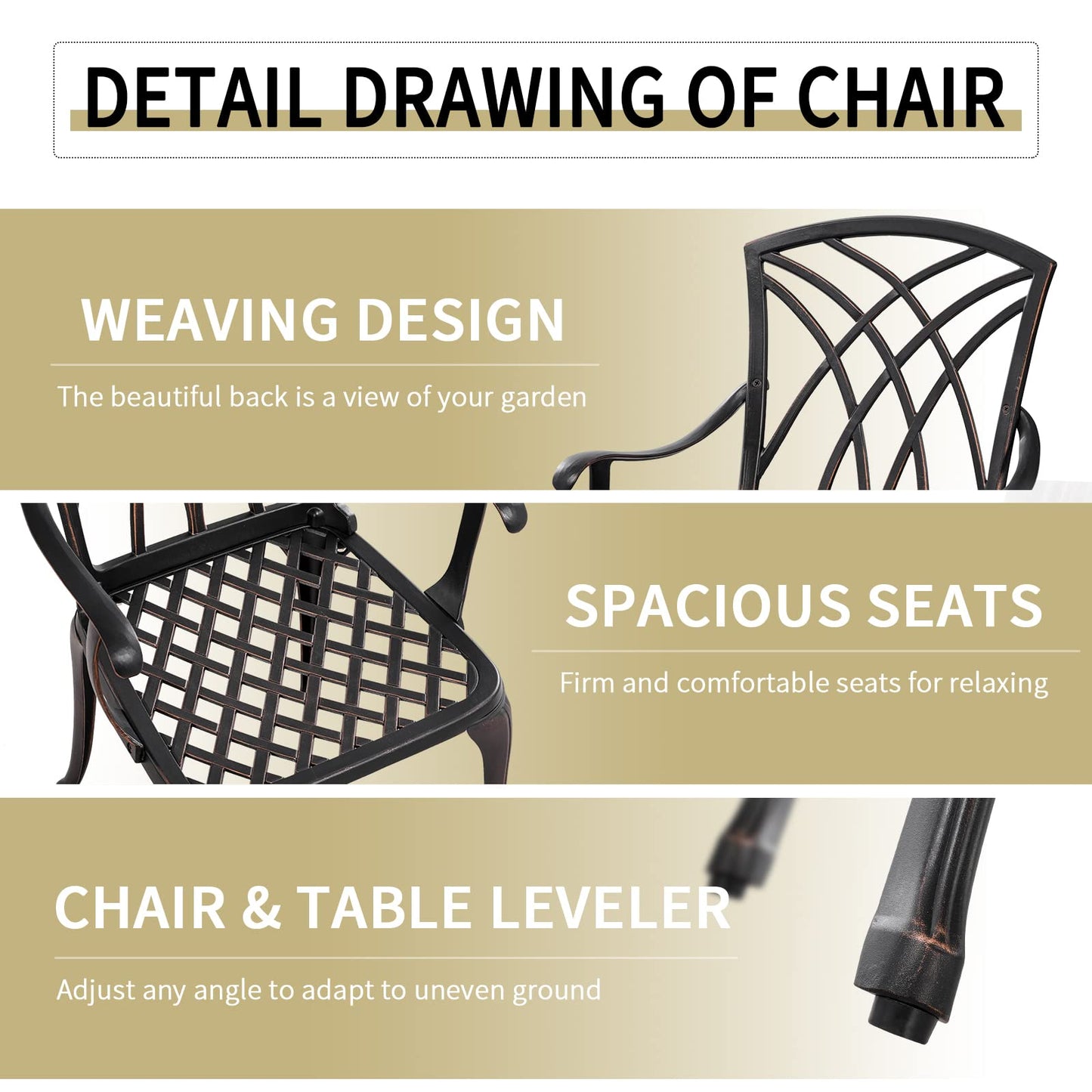 Withniture 3 Piece Patio Bistro Set Outdoor Bistro Table Set Anti Rust Bistro Table and Chairs w/Umbrella Hole, Durable Patio Set for Porch, Balcony