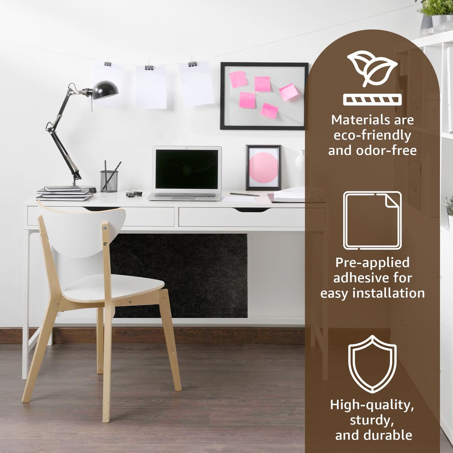 Warmfarm 2 Pack Adhesive-Backed Under-Desk Wall Protector, 15.7x23.6in Felt Cloth Sticker Easy to Install, Cuttable Wall Sheet No Residue, Removable Wall Protector Kit for Living Room Home Office