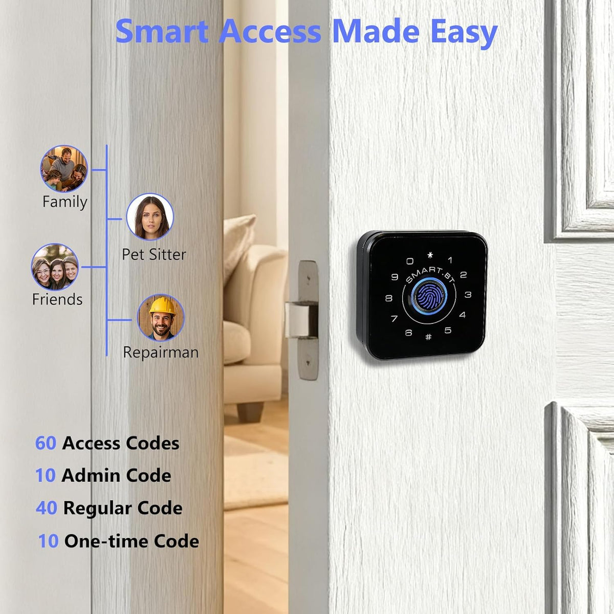 UMIK UMIKSMART 4 in 1 Fingerprint Smart Door Lock, Keyless Entry Door Lock with Fingerprint and Touchscreen Keypad, Tuya App Control, Auto Lock, Easy Install for Home, Apartment, Office
