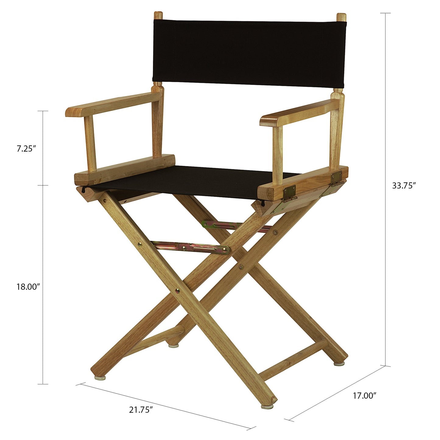 Casual Home 18" Director's Chair Natural Frame with Black Canvas
