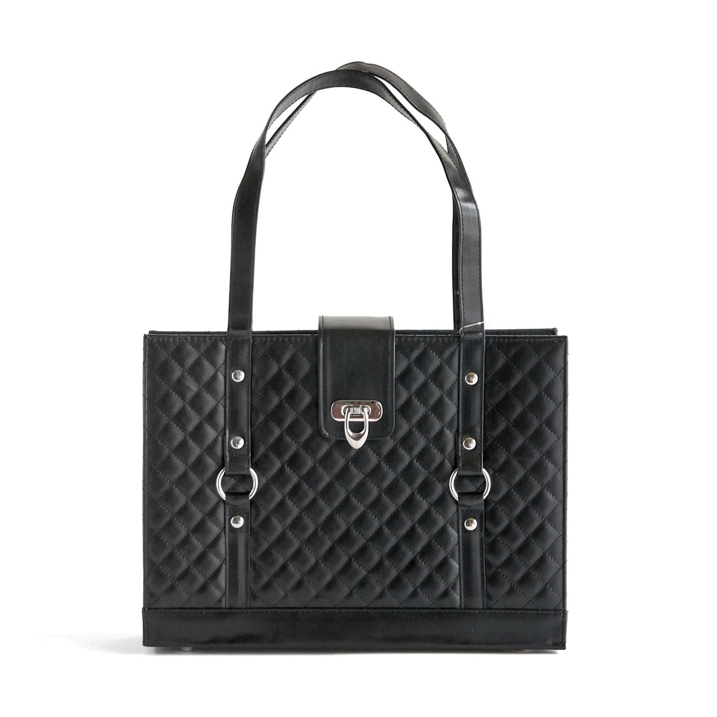 Texture Faux Leather File Organizer Tote -(Black)