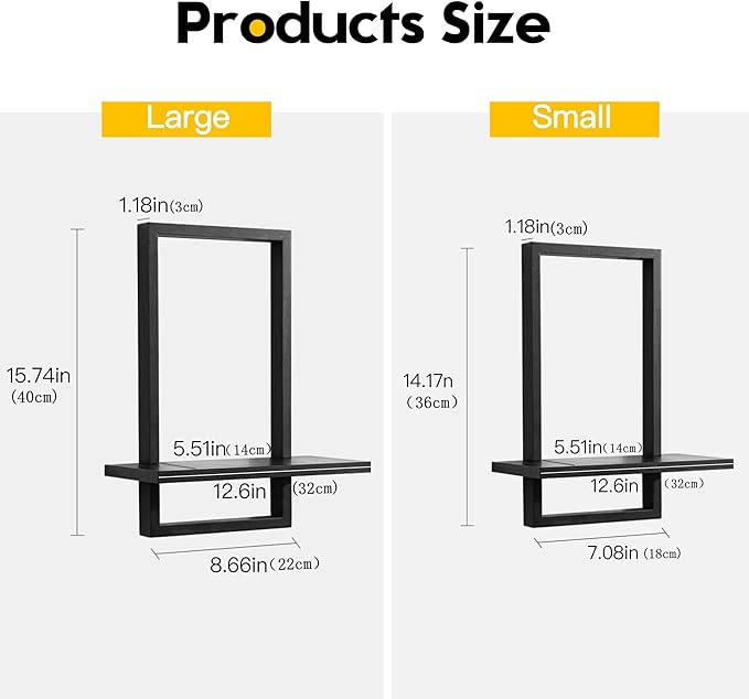 PHOENANCEE Square Floating Shelves, Wall Plants Holder, Bathroom Wall Decor