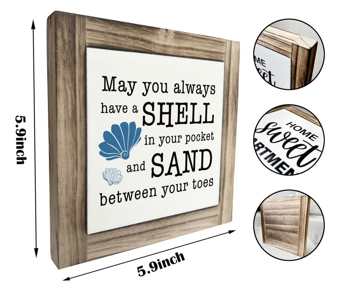 Beach Wood Plaque Sign, May You always Have a Shell in Your Pocket and Sand between Your Toes, Box Wood Plaques Desk Décor, Positive Home Decor, Decor for Beach House, Ocean Theme Decoration for Shelf