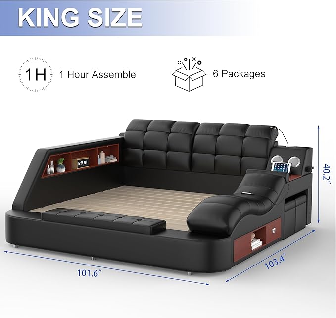 King Size Smart Multifunctional Bed Frame, Platform Bed