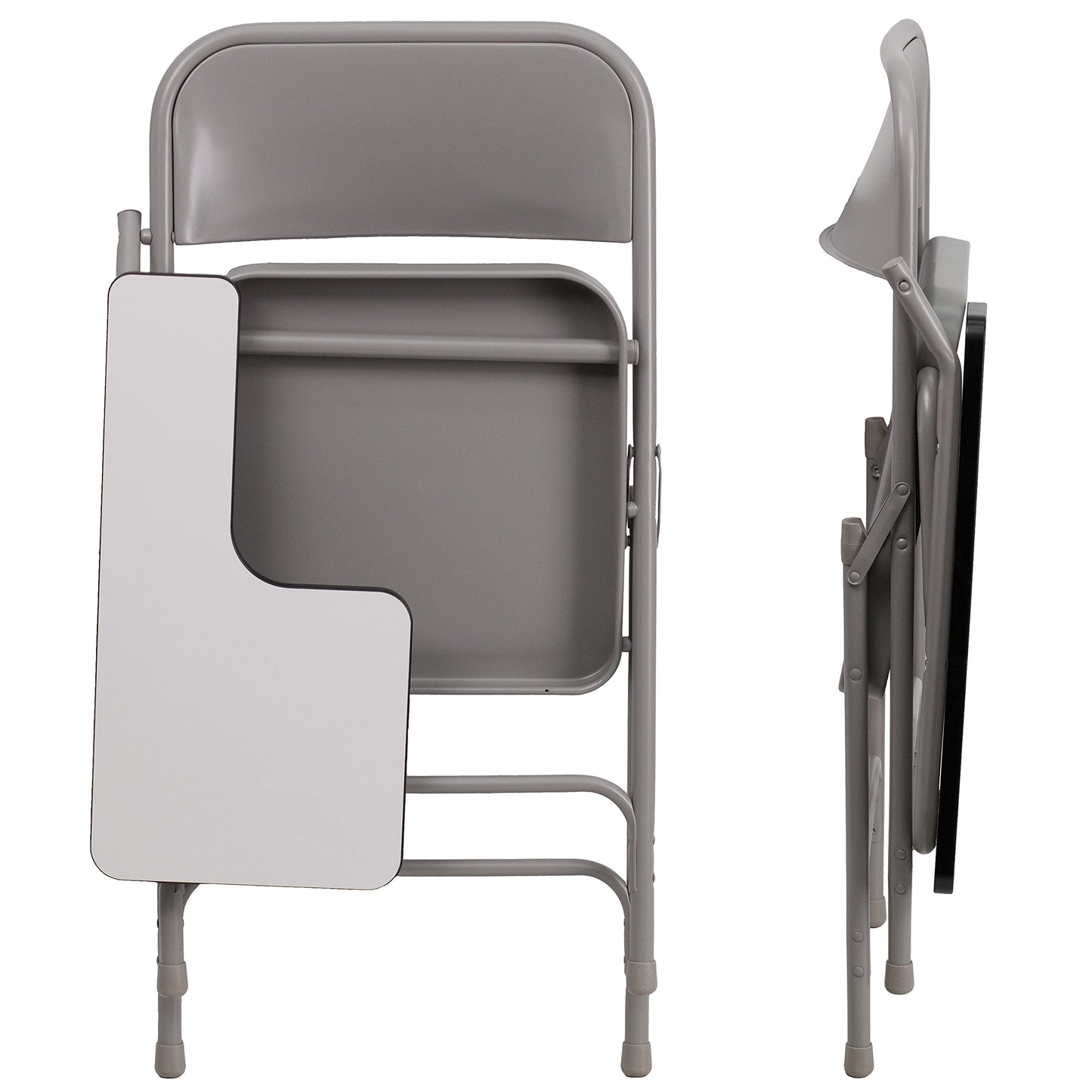Flash Furniture Rutherford Steel Folding Chair with Right Handed Tablet Arm, Commercial Foldable Conference Room Tablet Arm Chair, Set of 2, Gray