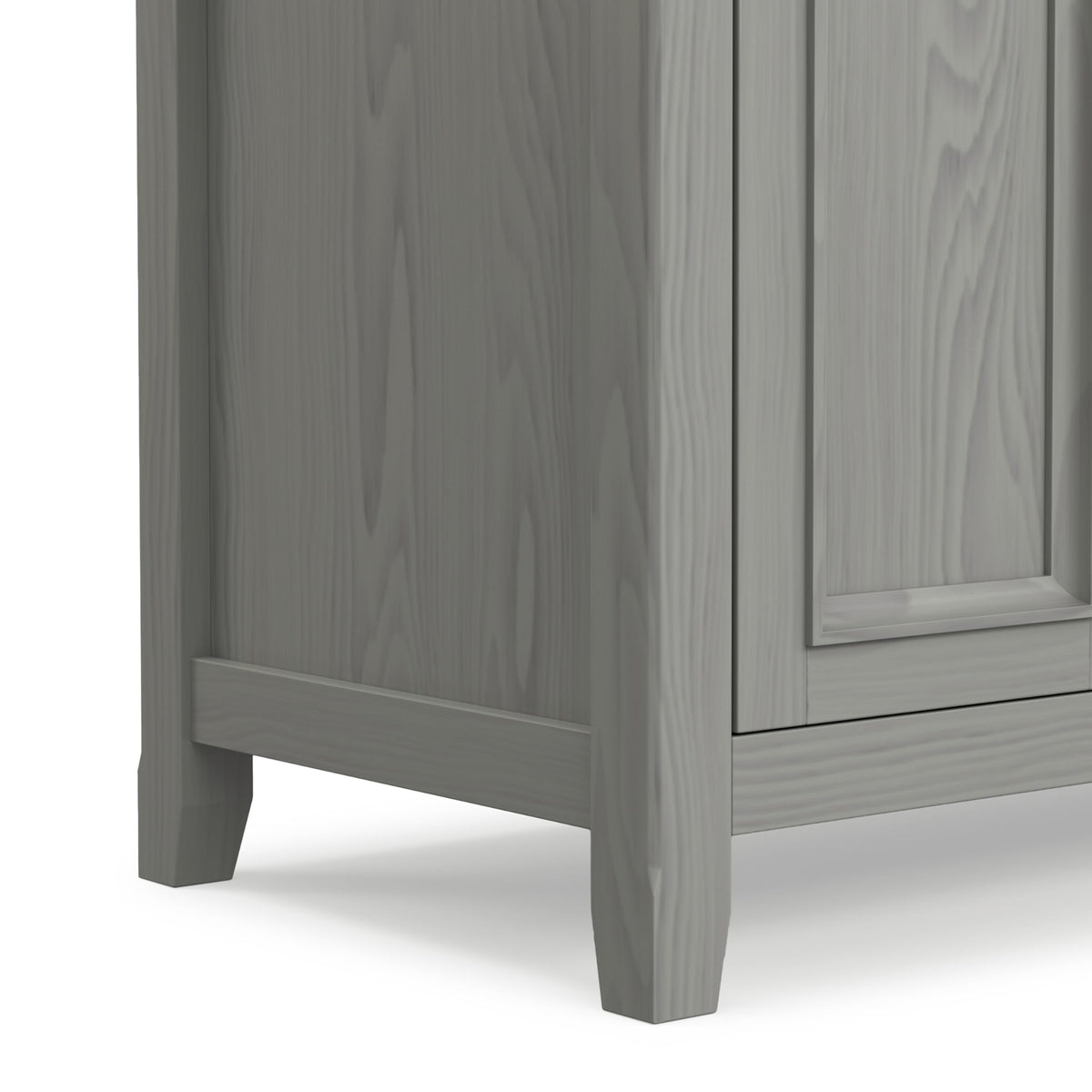SIMPLIHOME Amherst TV Stand - 72 inch Wide Solid Wood Media Console in Fog Grey, Transitional Entertainment Center for Living Room for TVs up to 80 Inches with Shelves and Cable Management
