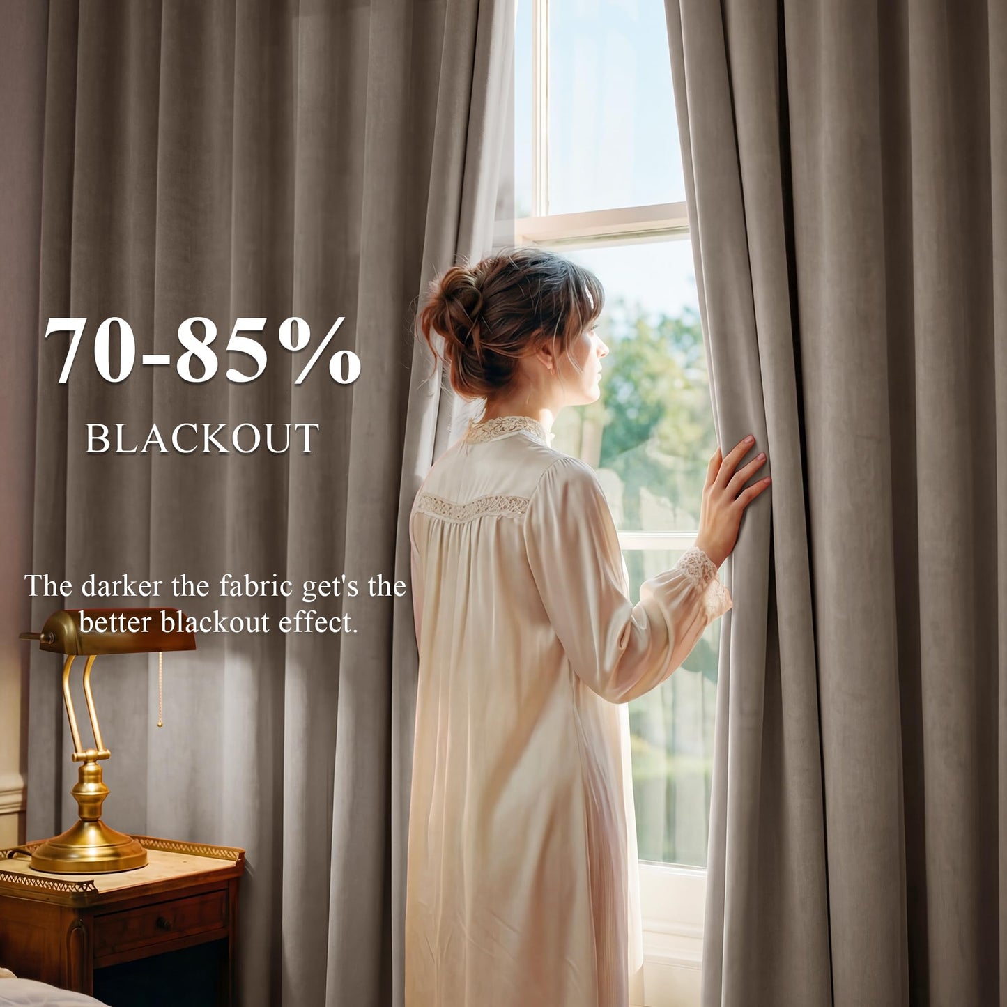 StangH Taupe Velvet Curtains 108 inches - Extra Long Blackout Sliding Door Curtains Thick Texture 100% Privacy Protect for Den Hotel Room Divider Used, Taupe, W52 x L108, 2 Panels