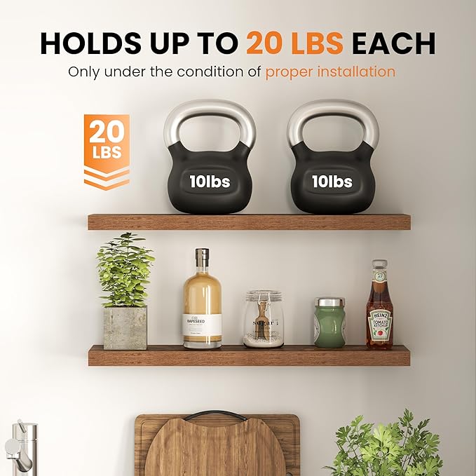 Fun Memories Floating Shelves for Wall, 12 Inch Set of 3 Rustic Wood Wall