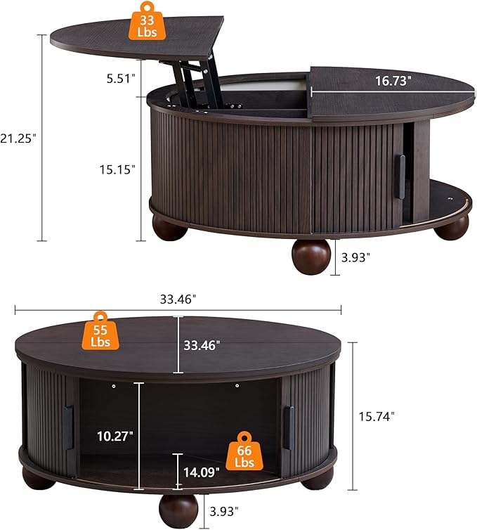 Round Lift Top Coffee Table