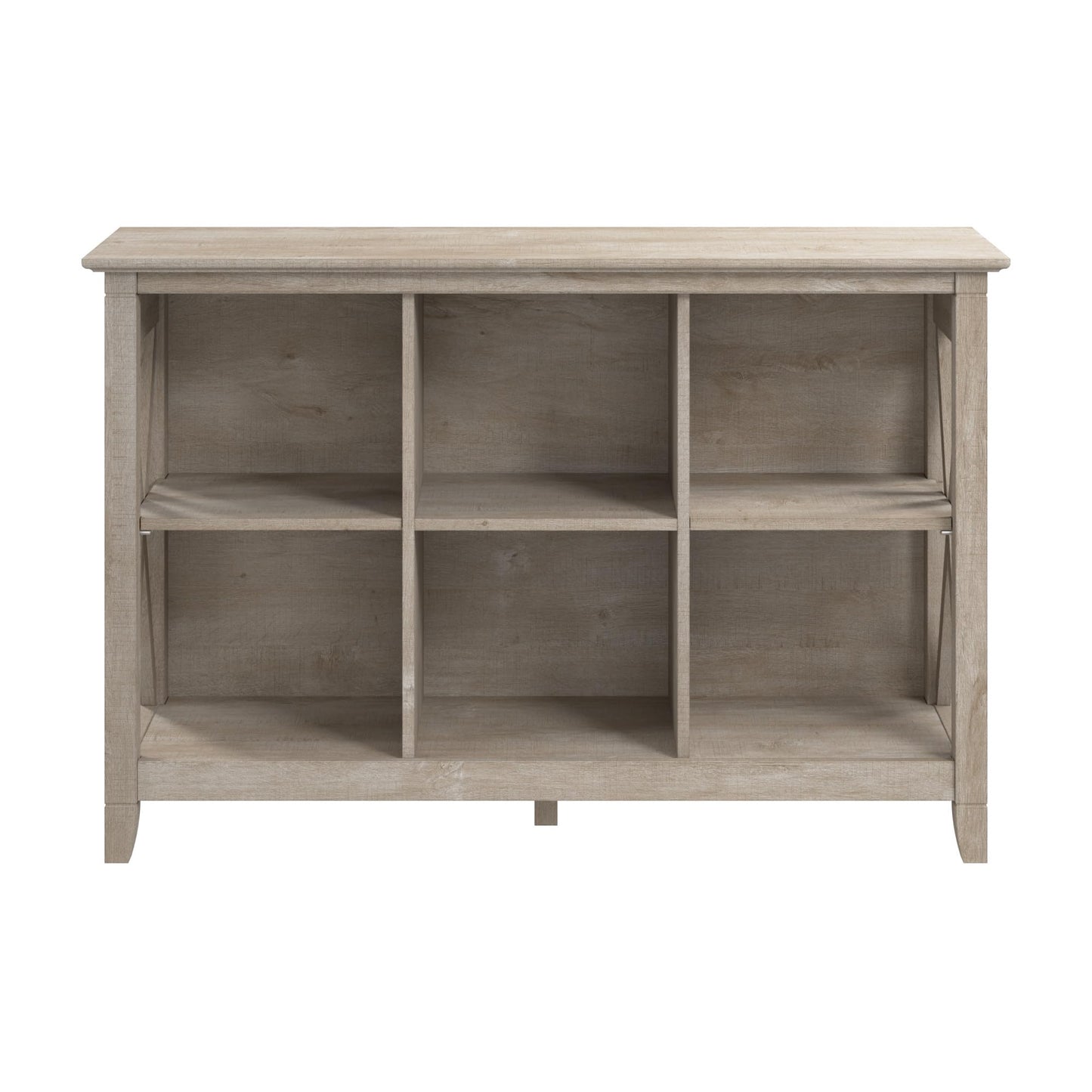 Bush Home 6 Cube Bookcase, Modern Farmhouse Organizer with Open Shelving and Cubbies, Storage for Living Room or Home Office, Key West Collection, Washed Gray
