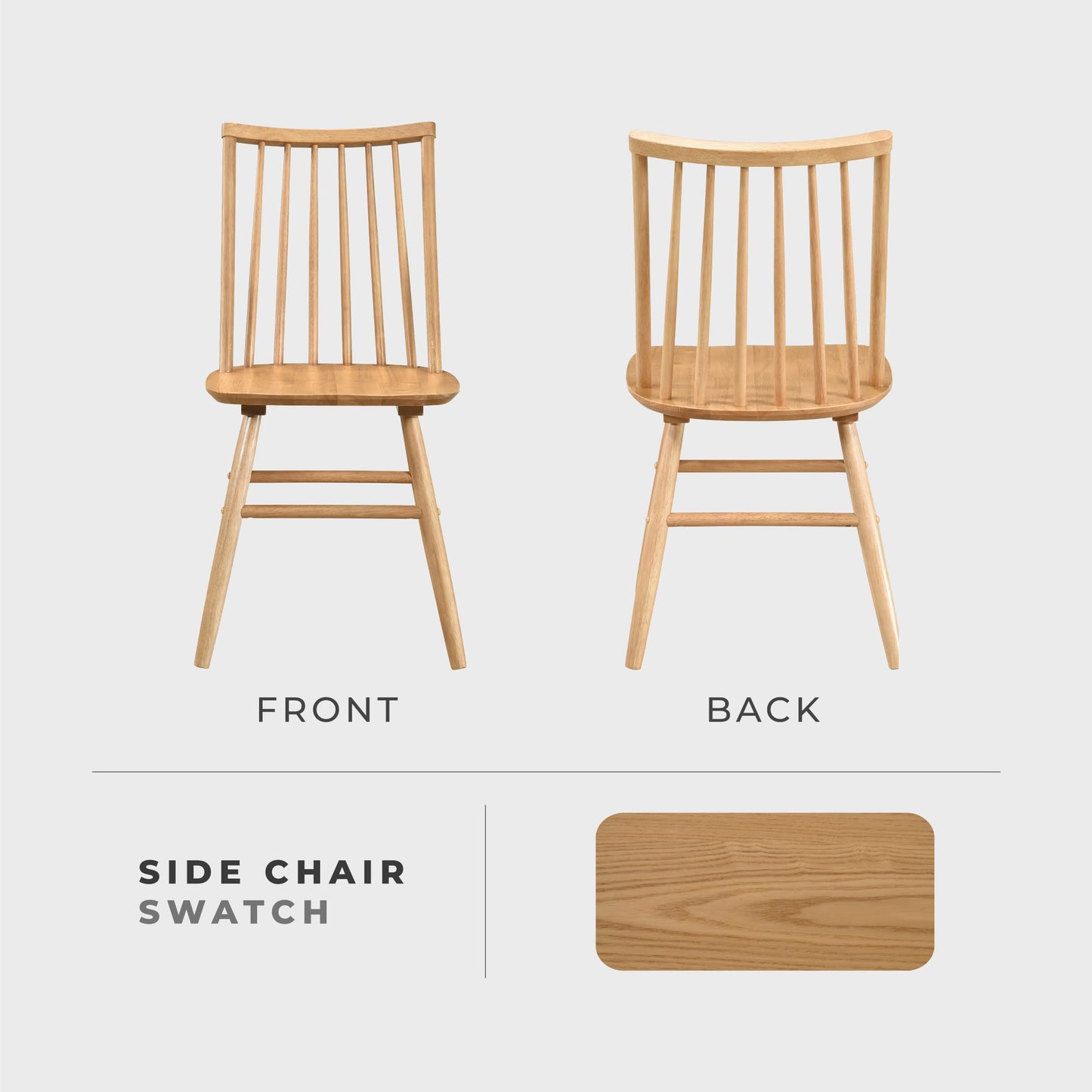 Lexicon Kitchen & Dining Room Chairs, Dining Chairs Set of 2, Spindle Back Wood Dining Chairs, Rubberwood Armless Dining Chairs, Modern Dining Chair, Easy Assembly, Natural Oak