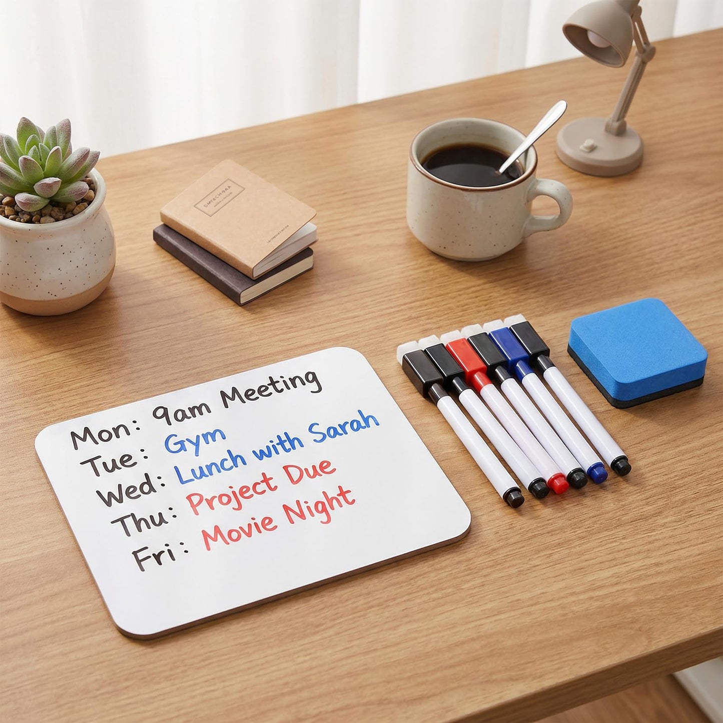 6 Sets Mini Whiteboard Small Dry Erase Board 5''x 7'' Double Sided Small White Board Dry Erase with Markers Erasers Pen Holders Portable Mini Whiteboard for Classroom Teacher Home Office