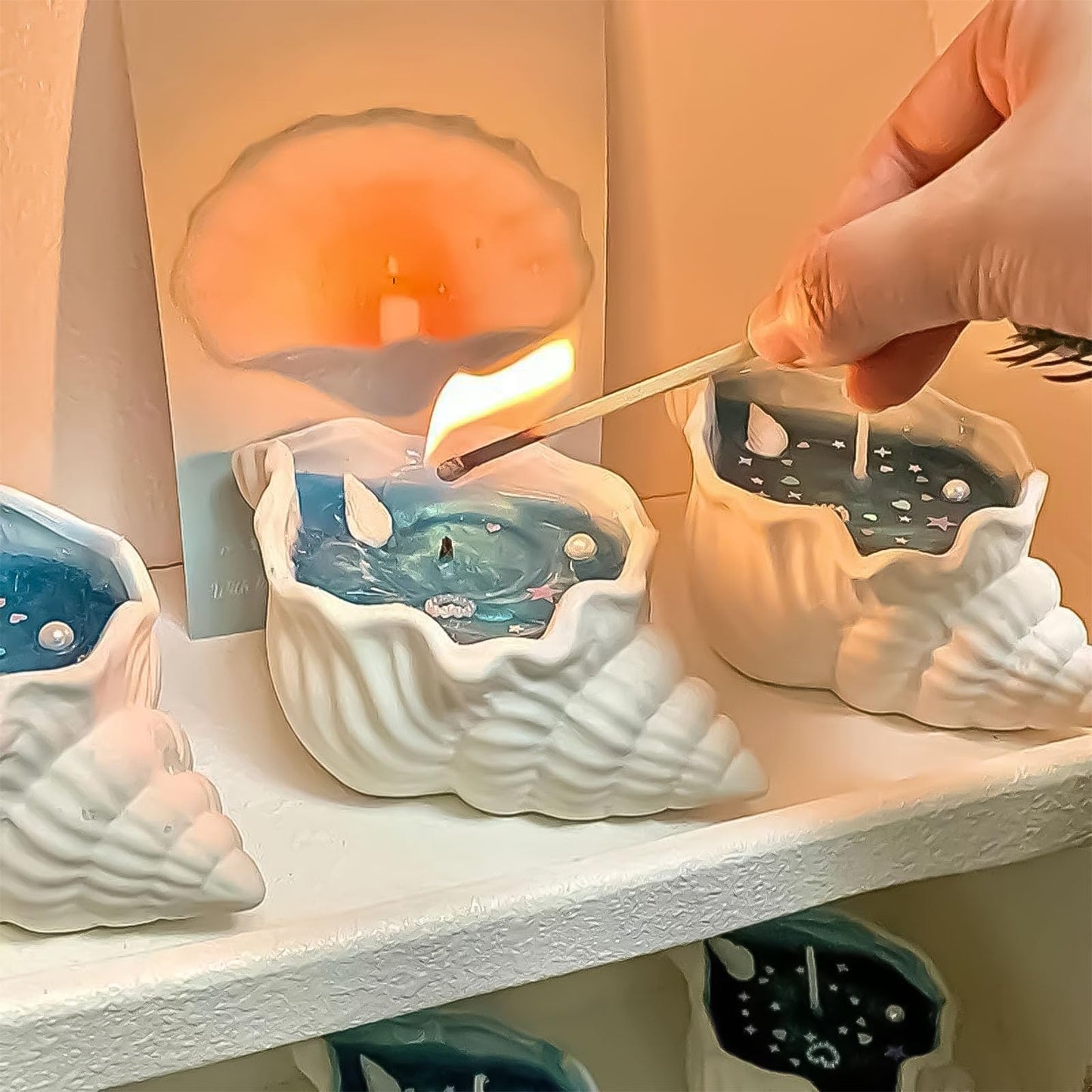 4 Pack Scented Candles for Home Small Candles Candles Gifts Sets for Women Men Birthday Thanksgiving Christmas Valentine's Mother's Day (Light Blue &Orange) (Light Blue&Purple)