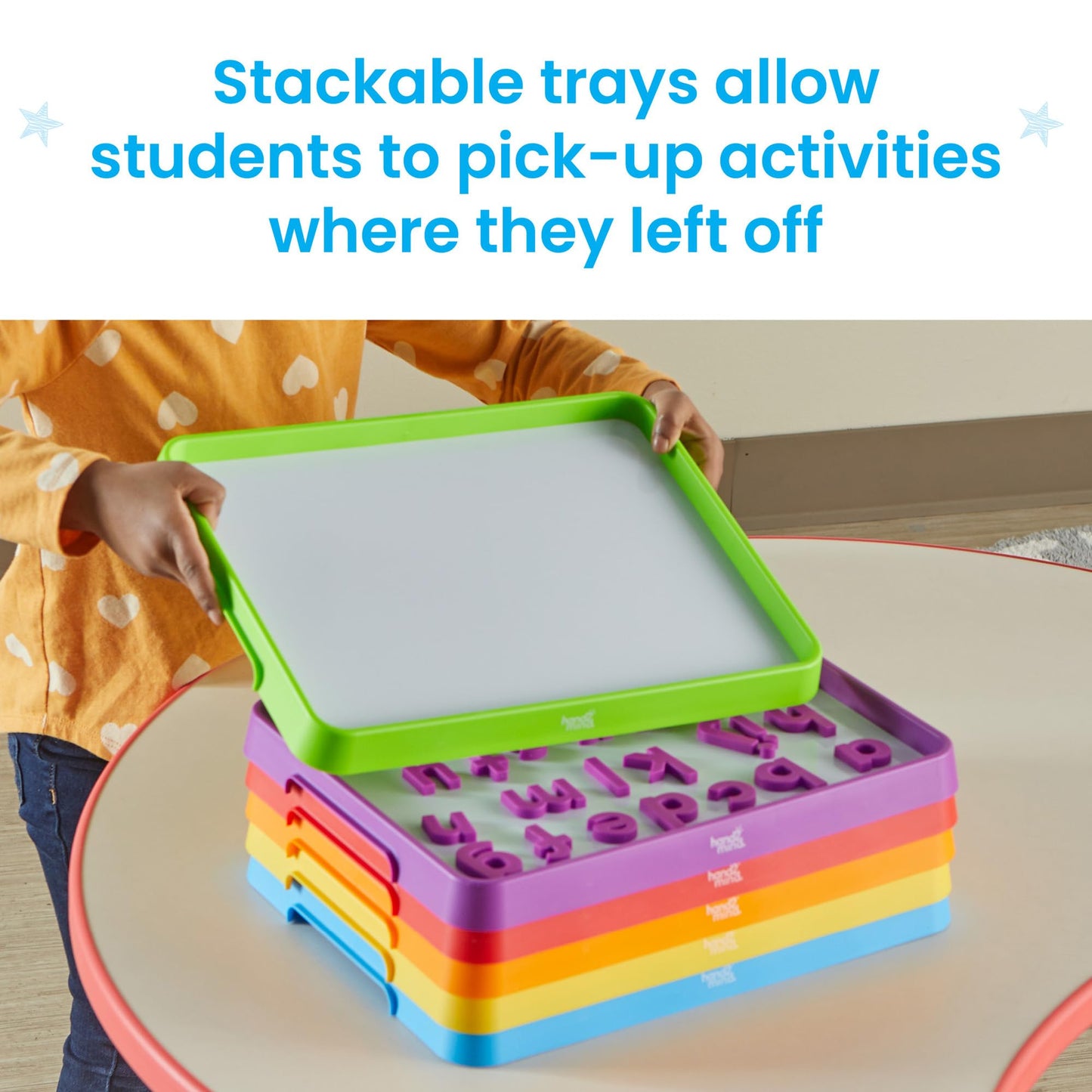 hand2mind Magnetic Dry Erase Activity Trays, Stackable for Classroom, White Boards for Kids, Science of Reading Materials, Multicolor, 1 Count