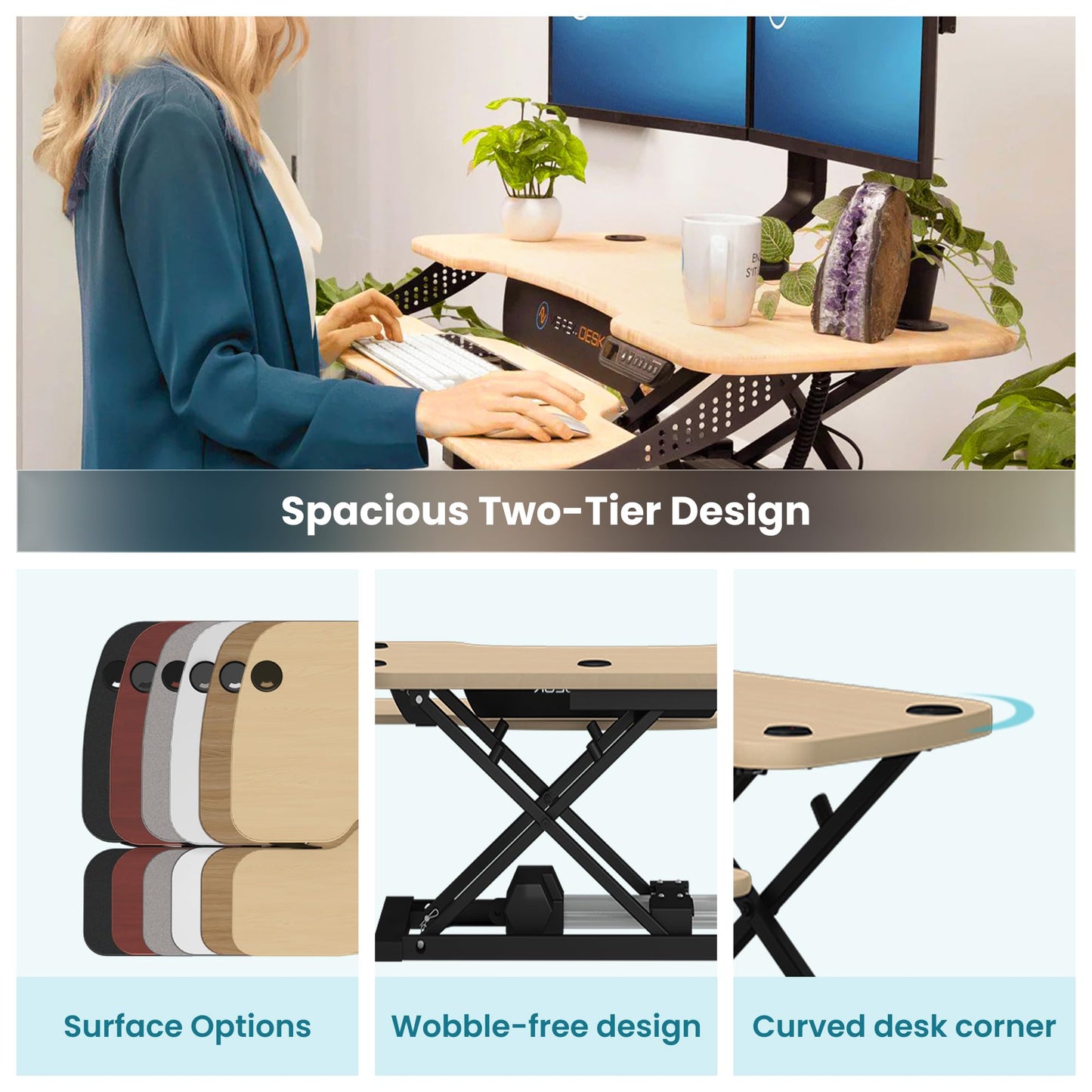 Power Pro Electric Height-Adjustable Desk Riser by VersaTables | USA Manufactured | Standing Desk Converter | Sit to Stand Desktop with Keyboard + Mouse Tray | 36"x 24" | Black