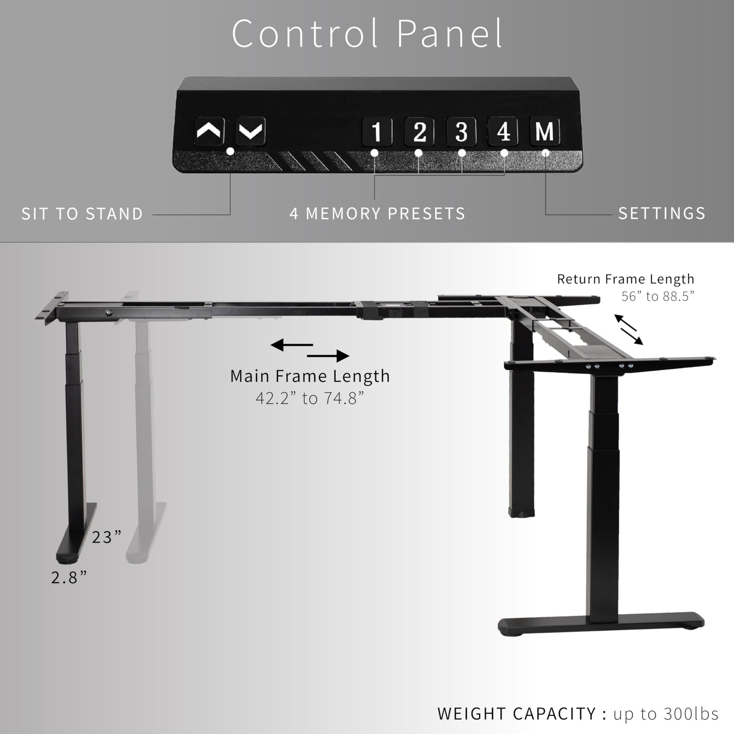 VIVO Black Electric Corner 3 Leg Standing Desk Frame, DESK-V130EB