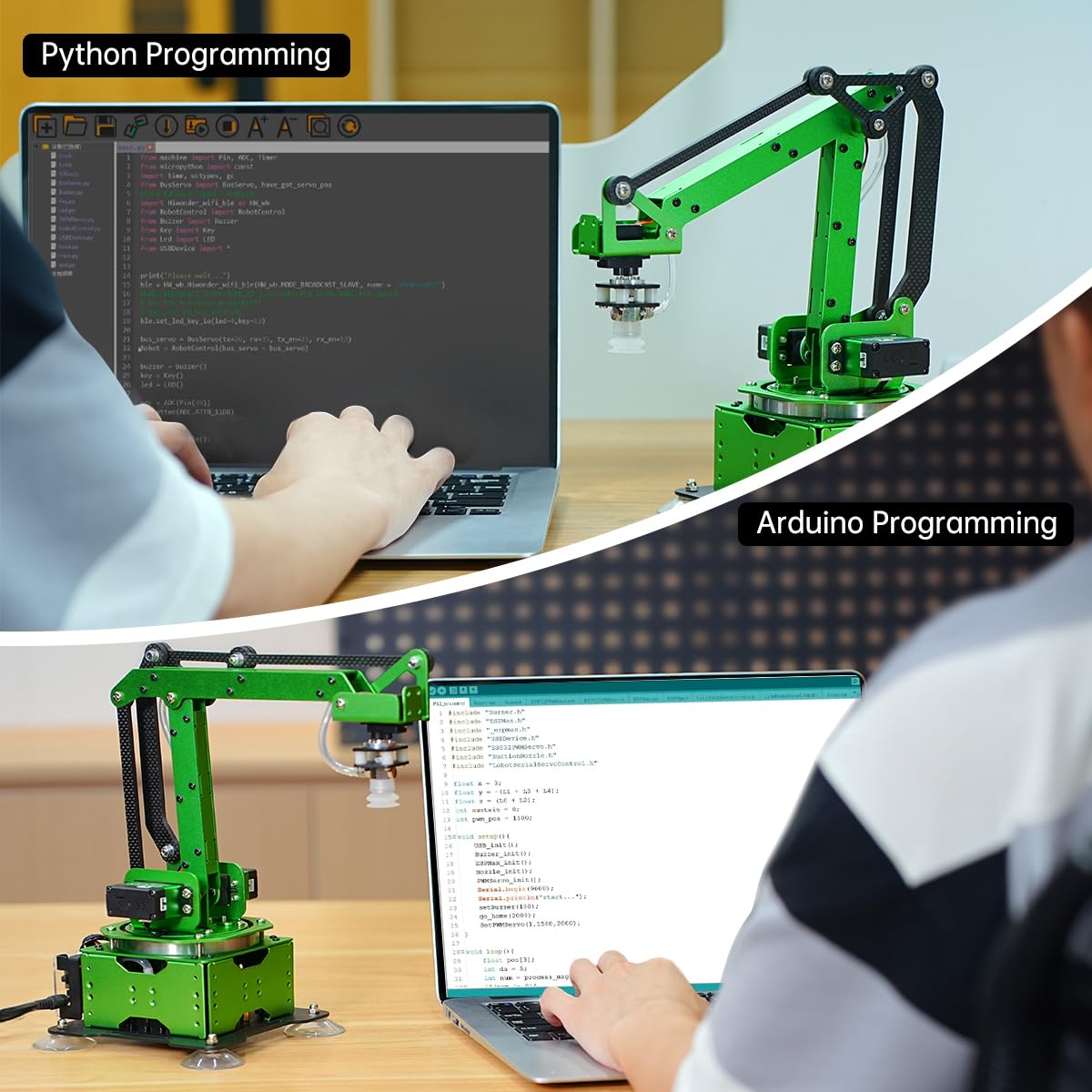 LewanSoul Robotic Arm Kit, MaxArm for Arduino Python Programming ESP32 Open Source Smart Robot Arm with Bus Servo, Suction Nozzle, WiFi Bluetooth Connection, STEM Science Education, Starter Kit