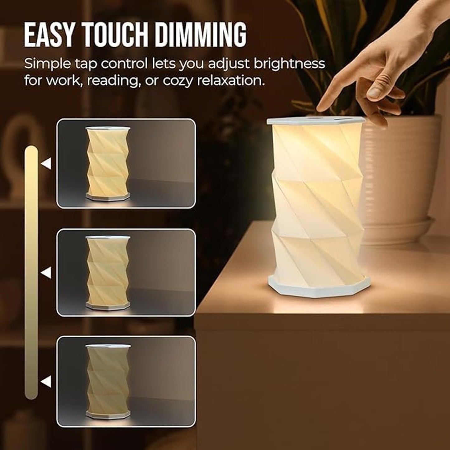 RYBG Portable Foldable LED Desk Lamp,24V 300Ah Dimmable Touch Control Light Art Lamp,Portable Rechargeable Mini Desk Lamp for Travel, Bedroom, Study Room, and Camping Ideal Gift