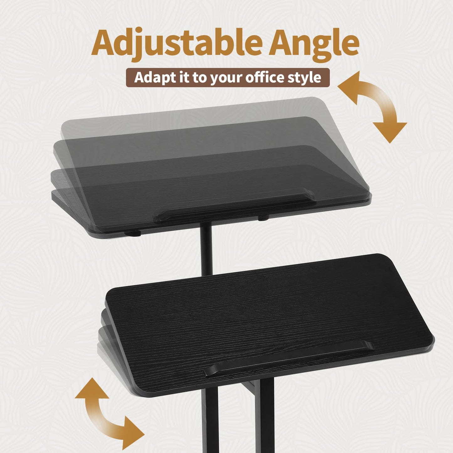 FAHKNS Computer Cart 23.6 Inch - Stand Desk, Space-Saving Portable Desk with Wheels, Height Angle Adjustable Rolling Laptop Desk for Home Office Craft & Study