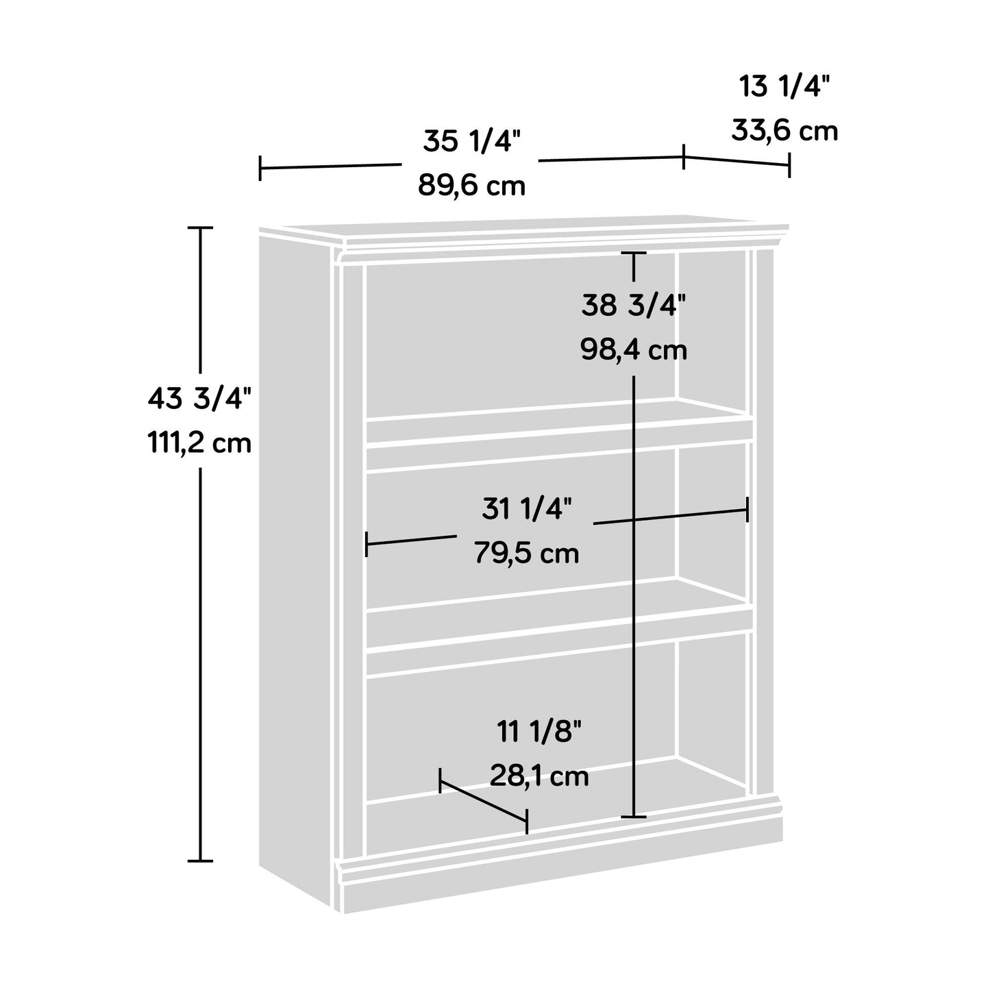 Sauder Miscellaneous Storage 3-Shelf Bookcase/ Book shelf, Mystic Oak finish