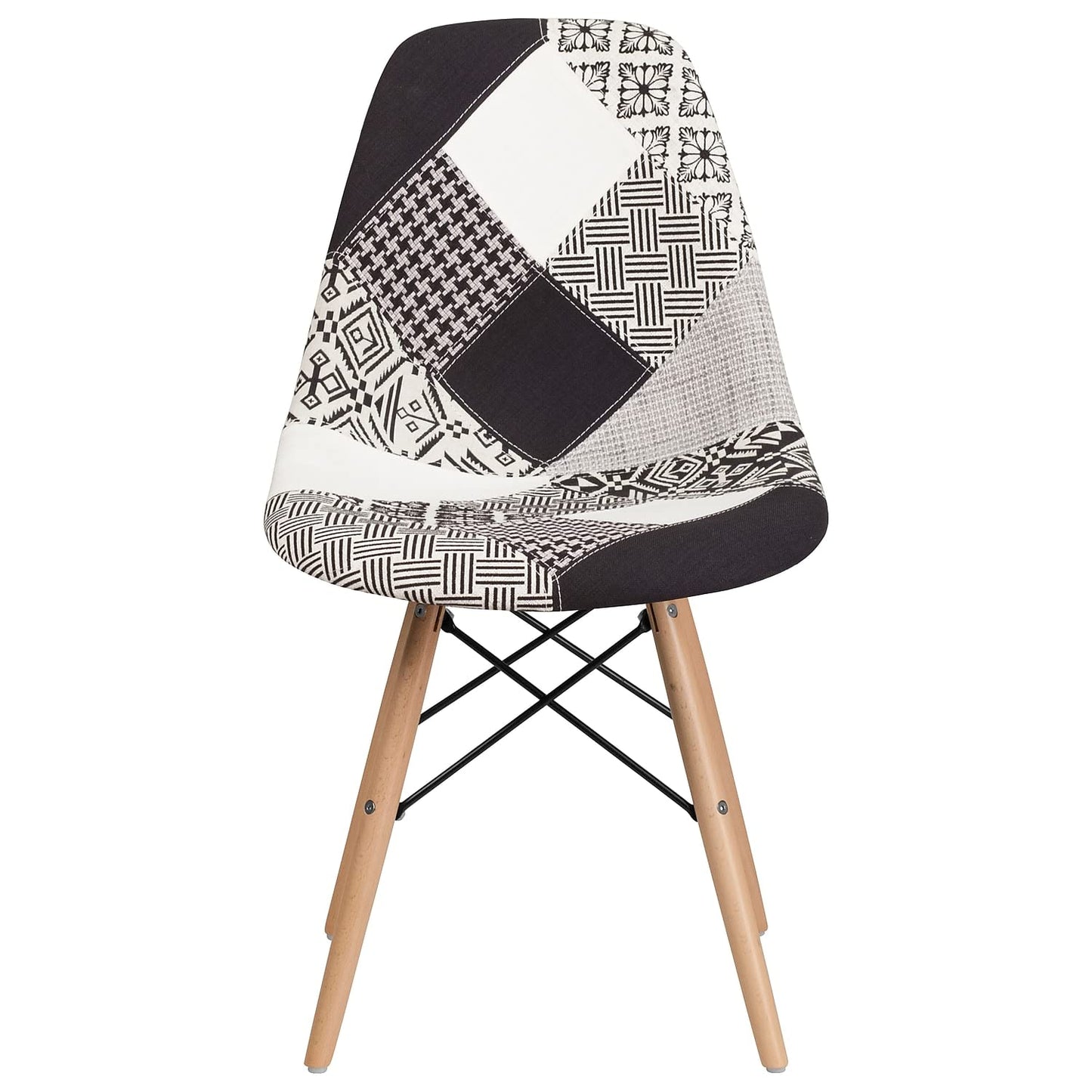 Flash Furniture Elon Series Turin Patchwork Fabric Chair with Wooden Legs